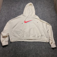 Nike NSW Fleece Graphic Cropped Hoodie 100 White/Mint Blue NWOT Women's Size XL