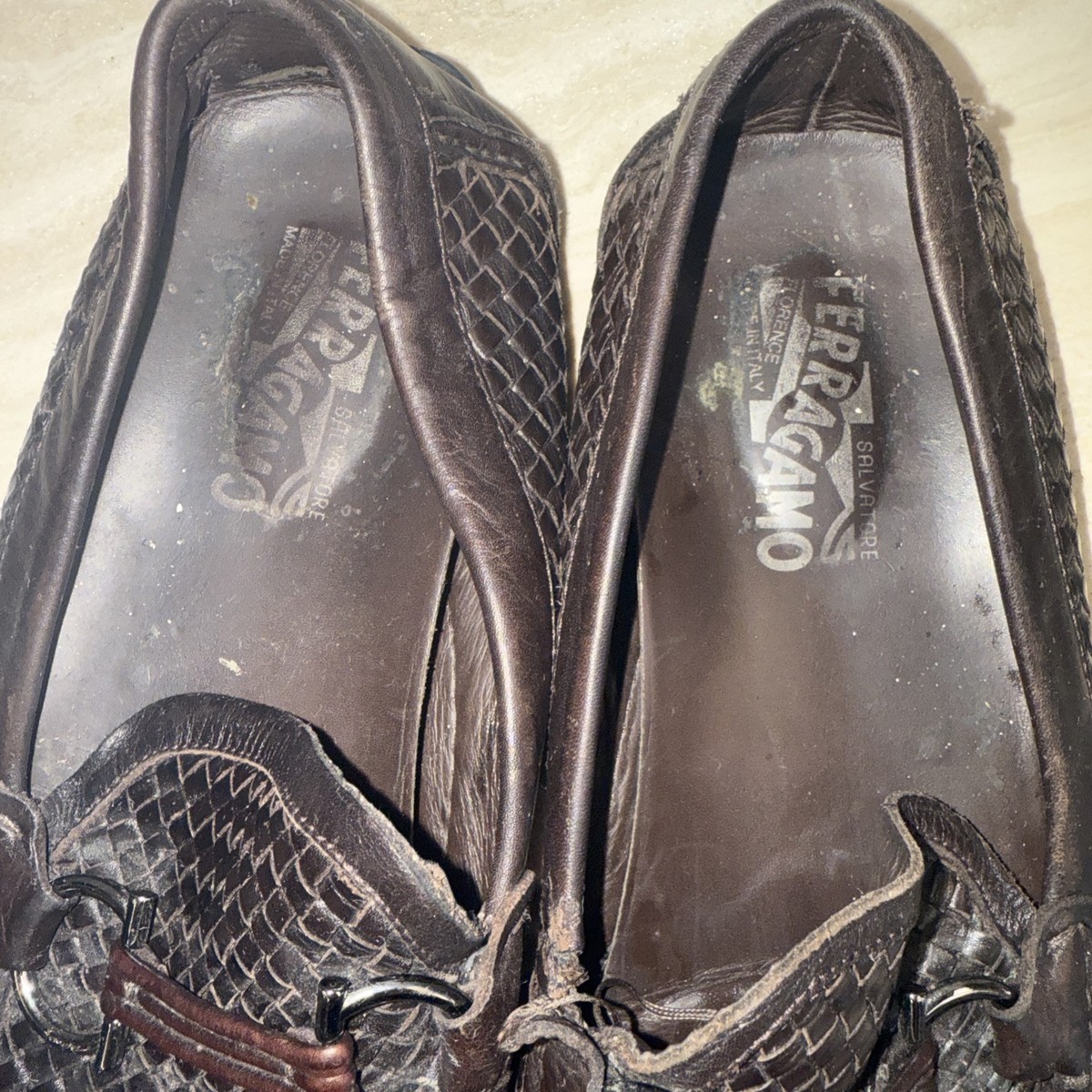 Salvatore Ferragamo Woven Leather Horsebit Loafers Size 12 Salvatore Ferragamo Black Leather Loafer Horsebit Square Toe  main image 4