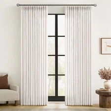 MIULEE Pinch Pleated Thick Linen Curtains 90 Inches Long 2 Panels for Living Roo
