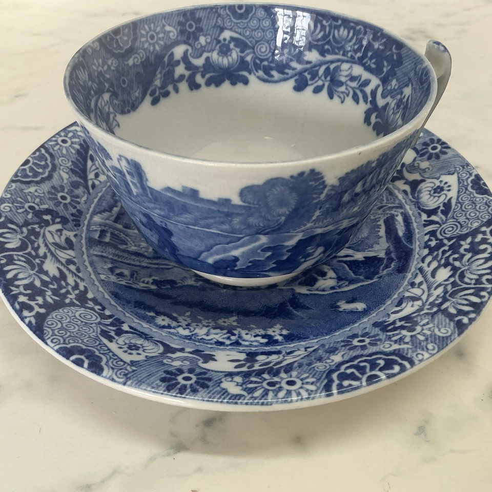 SPODE BLUE ITALIAN CUP AND SAUCER VGC - Image 3 of 4