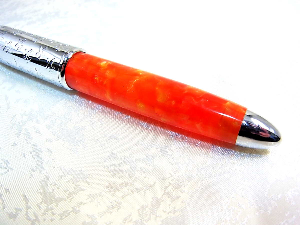 BREITLING Ballpoint Pen Orange Marble Silver with Box Mint | eBay