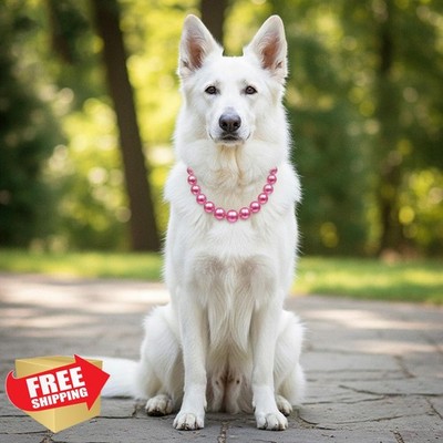 Ymapinc Chunky Pearl Pink Dog Collar Adjustable Beaded Necklace