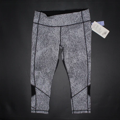 NWT Lululemon Pace Rival Crop Running Pants Womens 10 Gray Black Rear Pocket
