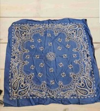 Vtg Antique BLUE WAMCRAFT Cotton Biker USA BANDANA Kerchief Hanky 20"