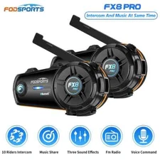2pcs Motorcycle Helmet Intercom Bluetooth Headset Interphone,10 Riders 2000M
