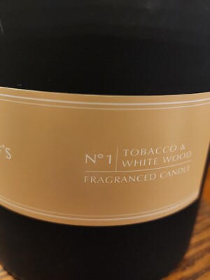 Pecksniff's England No 1 TOBACCO & WHITE WOODS 3 Wick JUMBO CANDLE 19.4 OZ.  HUGE
