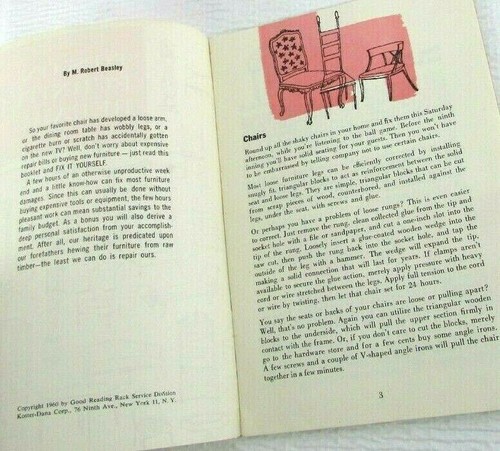Vintage 1960 Booklet Tips On Furniture Repairs Bell Telephone Laboratories Illus - Picture 3 of 4