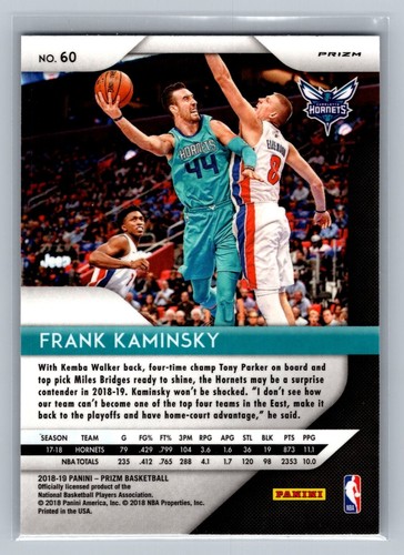 2018-19 Panini Prizm Basketball Silver FRANK KAMINSKY #60 HORNETS - Bild 2 von 2