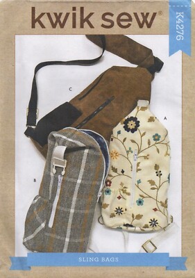 Kwik Schnittmuster 4276 Sling Bags Crossbody in 2 Größen mit verstellbaren Trägern Neu