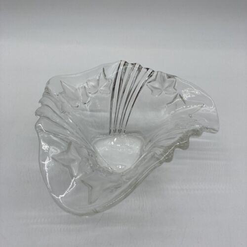 Vintage Mikasa Frosted Parisian Ivy Heavy Leaded glass Crystal Bowl Candy Dish - Picture 1 of 12