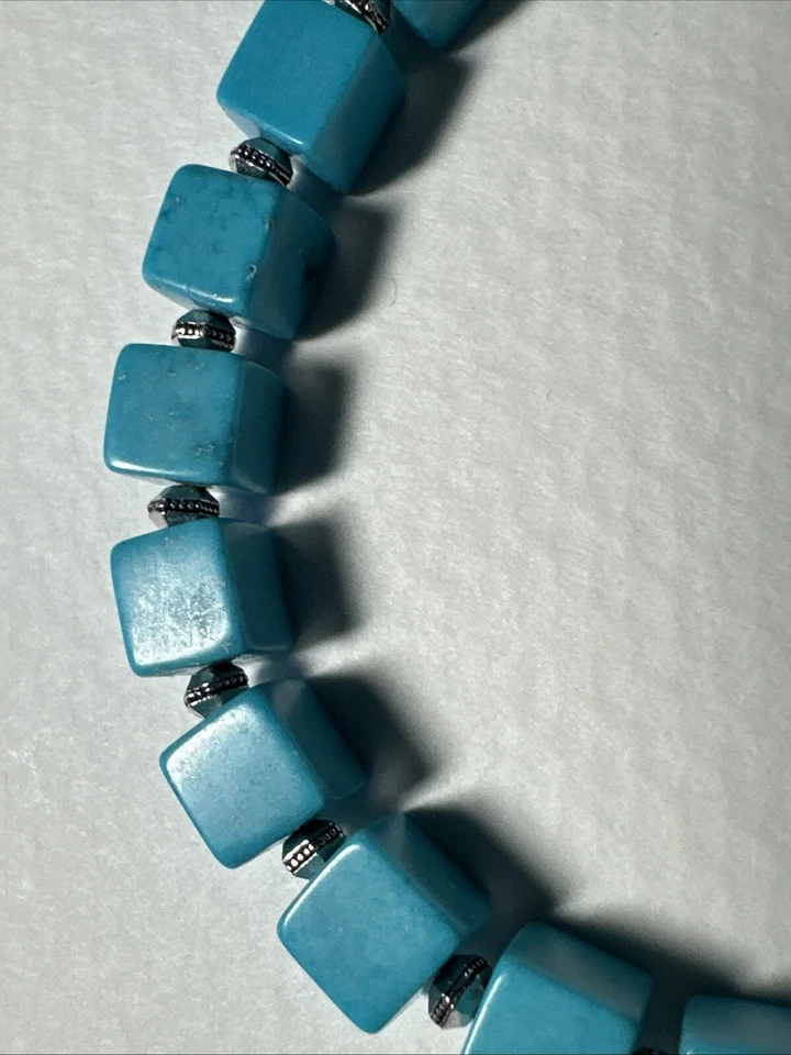 “Turquoise”  Howlite Beaded Bracelet. Silver Plate. Designer Closeout - Image 3 of 3