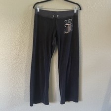 Juicy Couture Pants Womens Small Black Vintage Y2K Crown Velour Bling Sweatpants