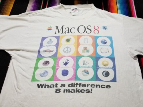 Vintage ‘90s 1997 Apple Computer Macintosh OS8 Apple T-Shirt Size XL 22x29