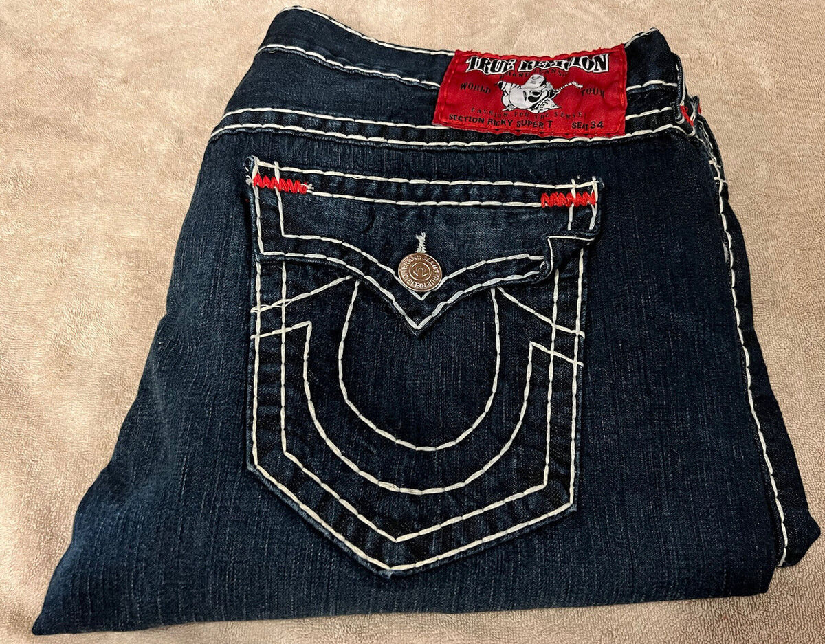 TRUE RELIGION RICKY Super T Straight Red Bar tacks Double TRUE RELIGION RICKY Super T Straight Red Bar tacks Double