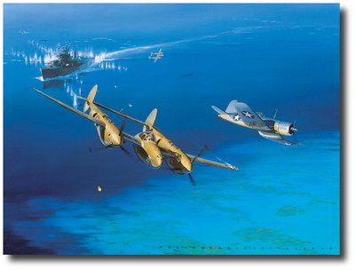 Too Close for Comfort by Jack Fellows - P-38 Lightning, Corsair