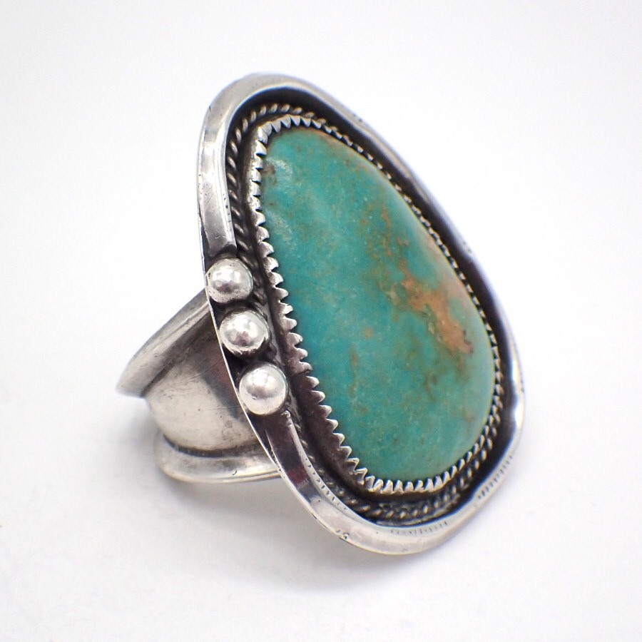 Turquoise Statement Ring Western Style Sterling S… - image 1
