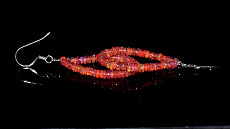 Ethiopian Opal Gemstone Beads Earrings 925 Sterling silver Earrings Jewelry - Image 4 of 4