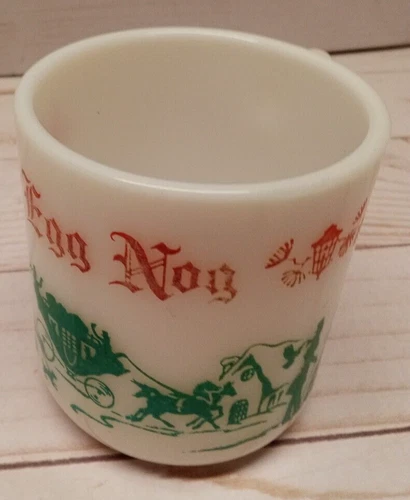 HAZEL ATLAS EGG NOG MILK GLASS MUG VINTAGE
