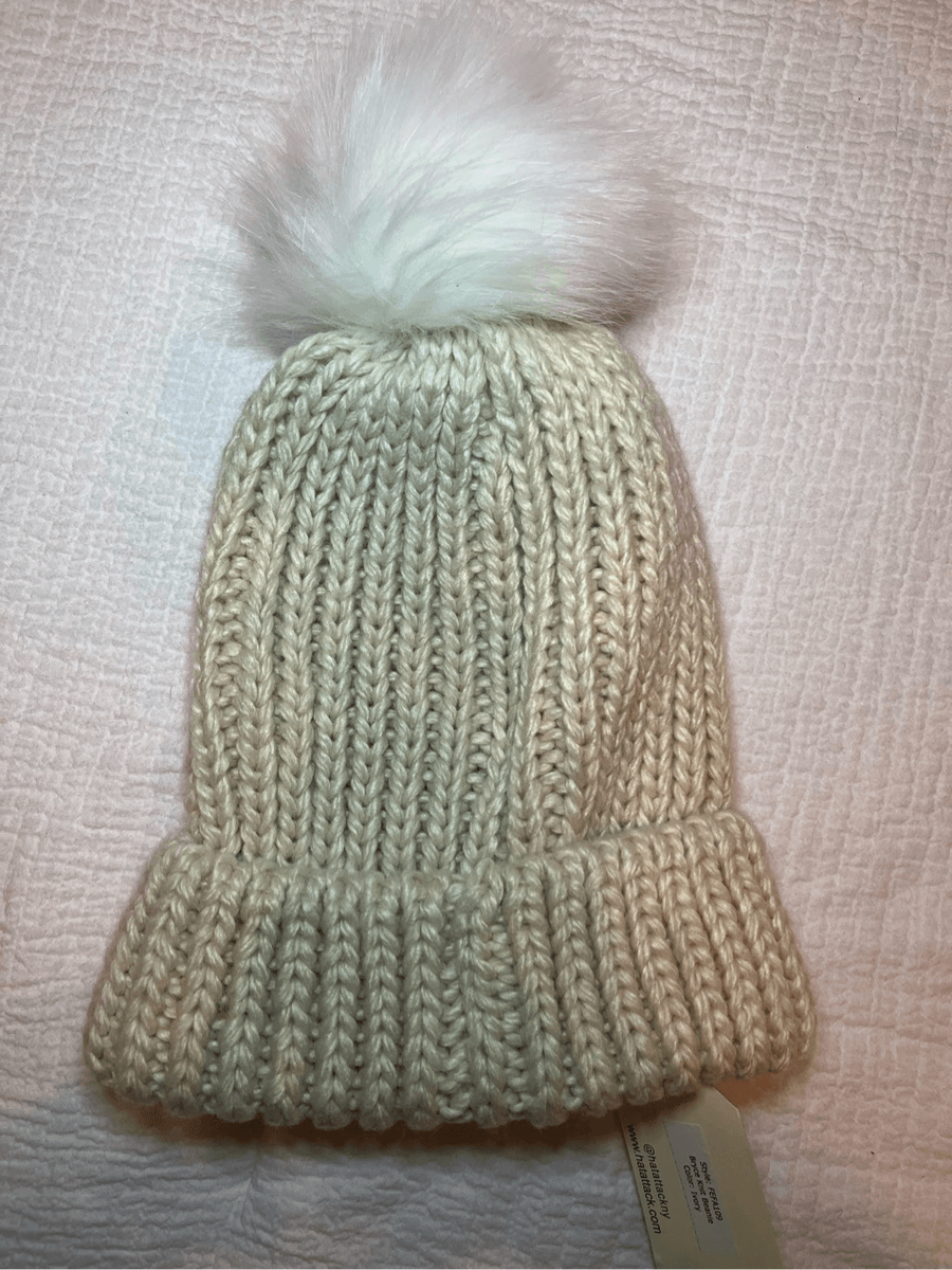 NEW Hat Attack Bryce Beanie Light Blush Knit Pom-Pom Hat Hat Attack Bryce Beanie Hat With Removable Pom In Black New  main image 4