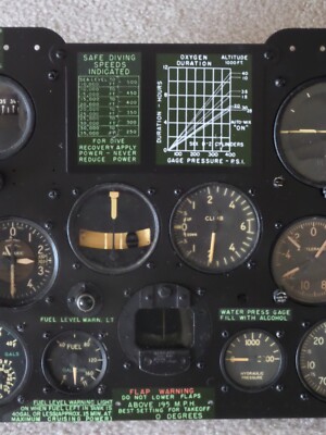 P-47D MAIN INSTRUMENT PANEL 19 0RIGINAL WWII GAUGES + STARTER VG+!