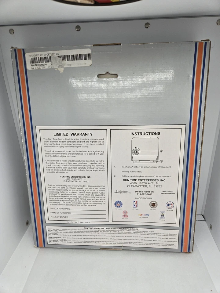 Reloj de Pared Deportivo Nascar Rusty Wallace #2 Sun Time Nuevo En Caja De Colección Foto 3 de 4