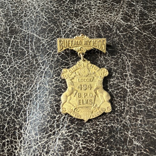 Antique BPOE Order of Elks LODGE Pin Badge MEDAL Buffalo New York 1905 494