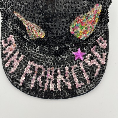 San Francisco All Sequin Black Baseball Cap Rare Vintage One  display picture 1