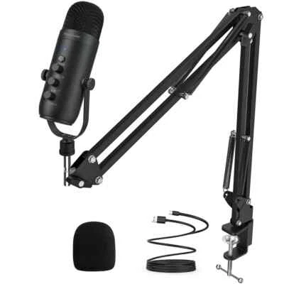 BRANDED USB Mic Studio Recording Streaming Podcast PC Microphones Cardioid Condenser Kit