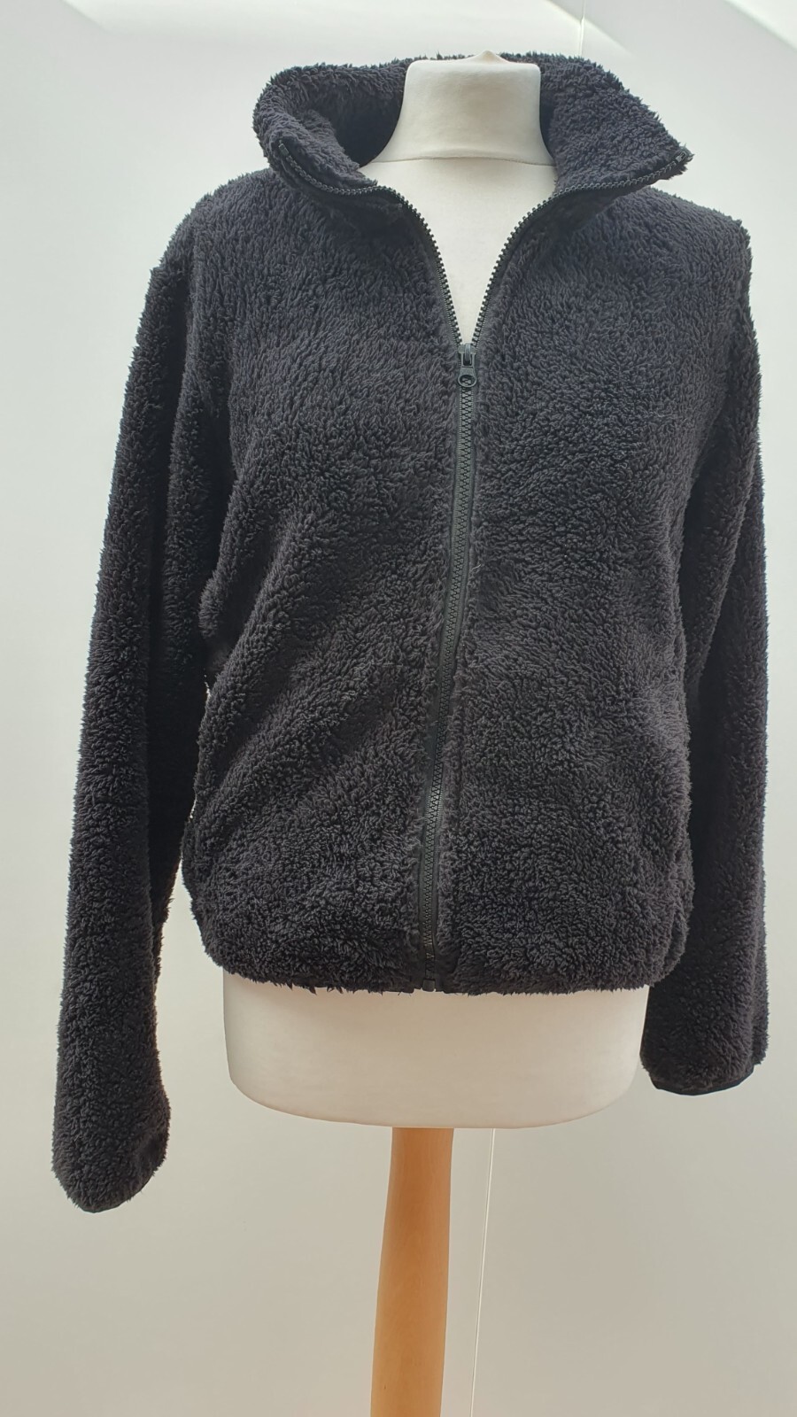 Izabel London womens black Short Sherpa Fleece Jacket Size UK 12 New QVC