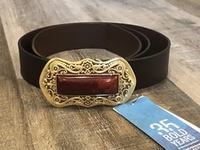 NWT Chico's 35TH Anniversary HERITAGE Brown Gold Red LEATHER BELT 89.50 Medium