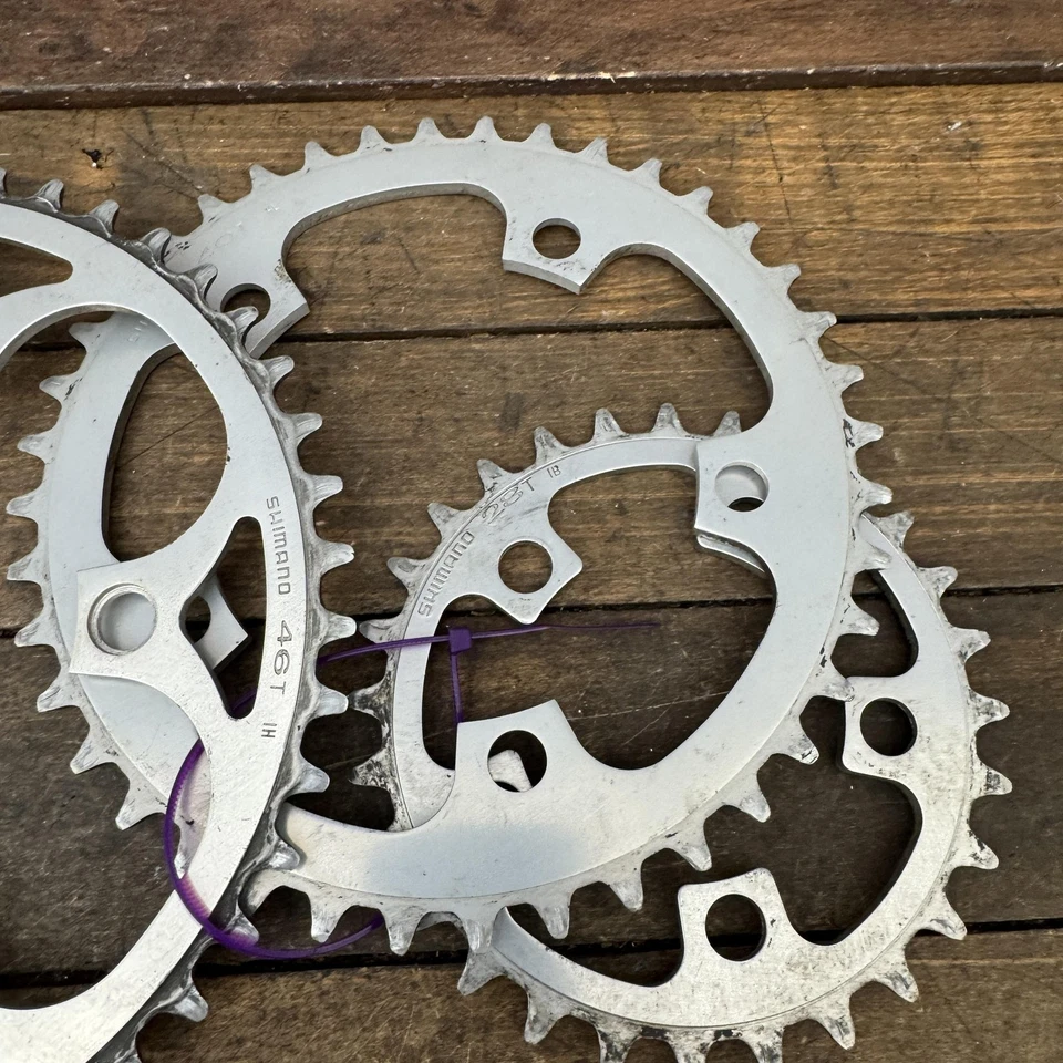 Vintage Shimano FC-M700 Chainring Set 46 40 28T 110/74 BCD Deerhead 6206 MTB - Image 4 of 4
