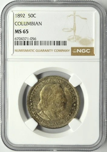 1892 COLUMBIAN EXPOSITION COMMEMORATIVE SILVER HALF DOLLAR 50C NGC MS 65