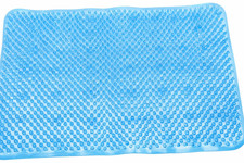 Grass Textured Anti-Slip Shower Bath Mat 25x14 PVC Blue Suction Cup