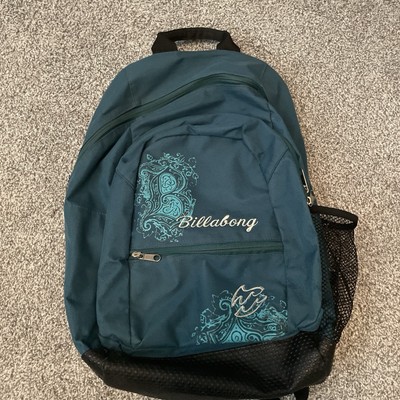 Vintage Billabong Teal/ Backpack w/ Outer Pockets, Logo, Silver