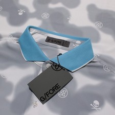 G/Fore NWT Short Sleeve Golf Polo Shirt Size M in Gray  White Polyester Blend