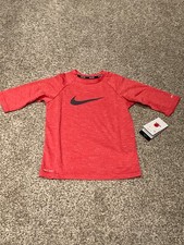 Boy's Youth Nike Dri-Fit UPF 40 Half Sleeve Rash Guard Swim Shirt Red Small