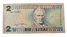 Lithuania 2 Litai 1993 Banknote Pref DAE2943951 Motiejus Valancius Note