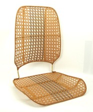 Cane Back Folding Dining Chair with Beige Vinyl Seat