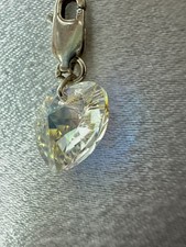 Sterling Silver Lobster Clip On Charm Handmade With Swarovski Heart Crystal AB