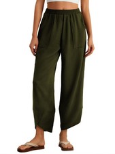 Womens Baggy Wide Leg Elastic Waisted Palazzo Harem Pants Summer Beach Trousers