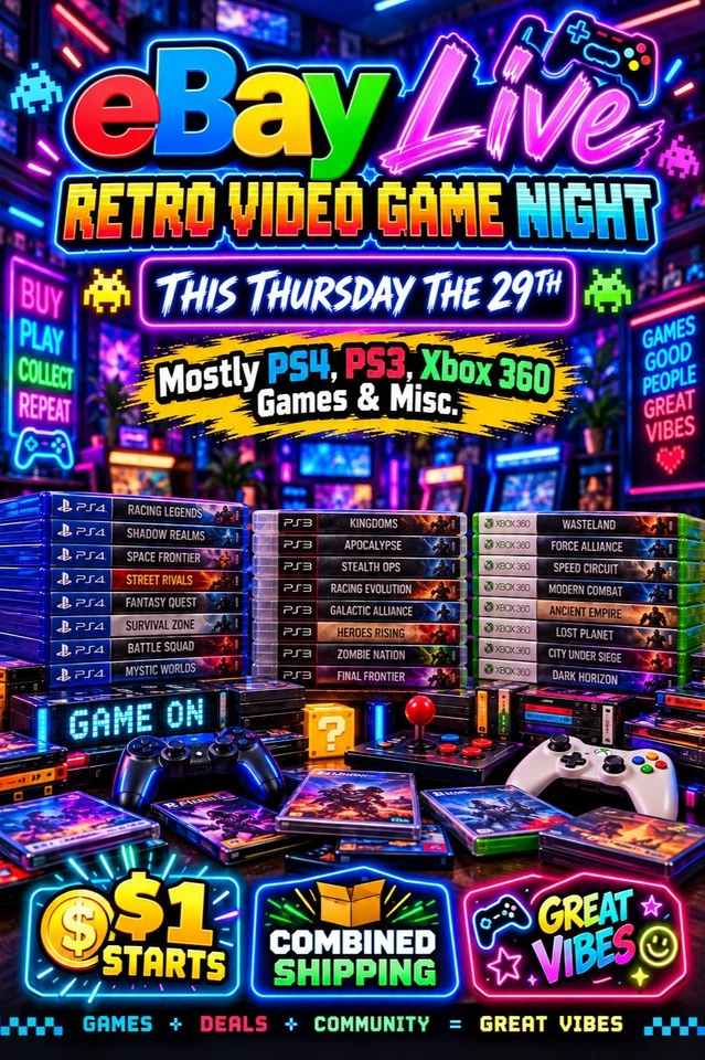 🎮 RetroDaddy's Retro Game Night! 🔥 PS4, PS3, Xbox 360 & More! $1 Starts!