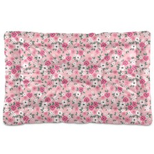 Pink Floral Pet Bed Pad Soft Dog Bed Mat with Anti-Slip Bottom, Machine Washa...