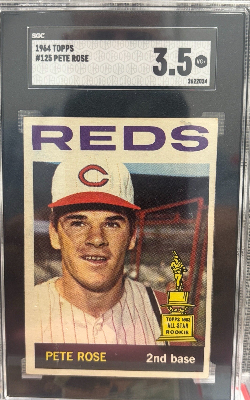 1964 Topps #125 Pete Rose All-Star Rookie Cincinnati Reds SGC 3.5 Centered