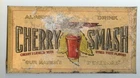 Vintage CHERRY SMASH Embossed Tin Over Cardboard Advertising Sign-9-1/4″X4-7/8"