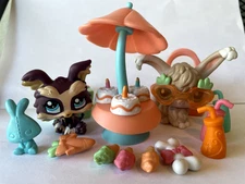 Authentic Littlest Pet Shop LPS Balloon Treat Bunny Rabbit Yorkie Dog 1471 1473