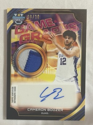 CAMERON BOOZER 2025-26 Bowman U Best Game Graphs Patch Auto Black /10 Game Worn