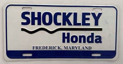 Vintage Shockley Honda Frederick MD Metal License Plate Frame Dealer
