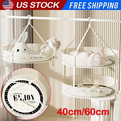 40/60cm Hanging Mesh Net Dryer Collapsible Laundry Basket Drying Rack With Hook