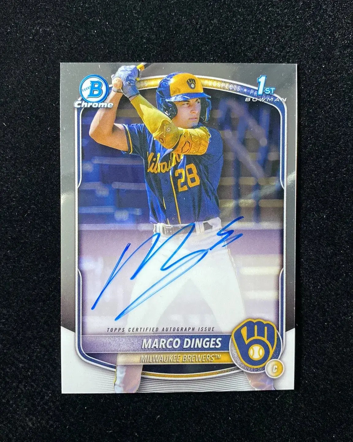 2025 Topps Bowman Chrome #CPA-MD Marco Dinges 1st Auto Brewers TOM