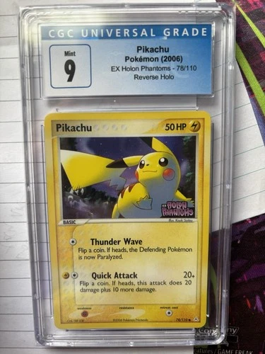 2006 POKEMON EX HOLON PHANTOMS #78 PIKACHU REVERSE FOIL CGC 9 Blue Label PSA TCG